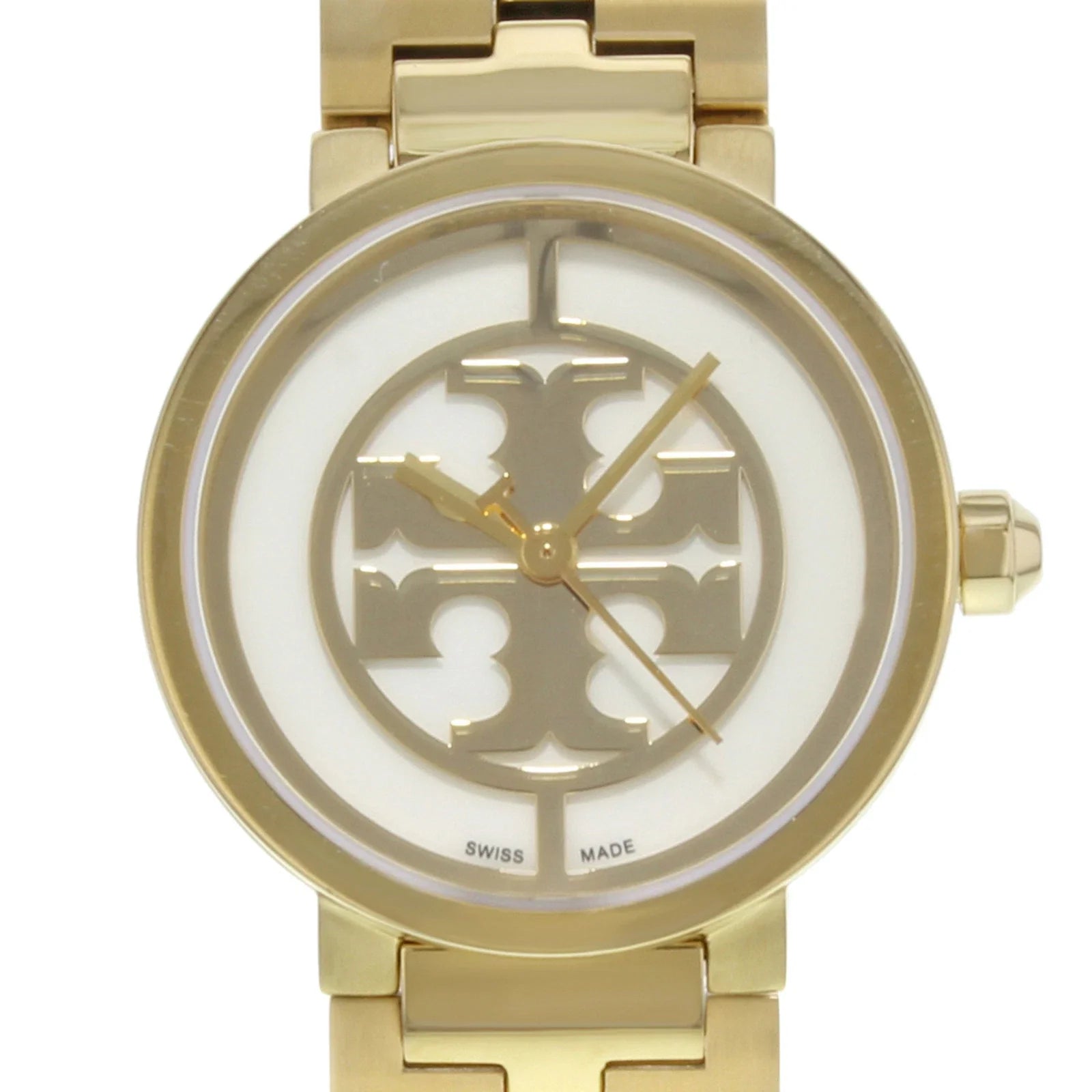 Tory Burch Ivory & Gold Tone Reva Small Logo Women's Watch TBW4011