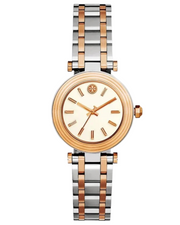 Tory Burch Classic T Watch Two Tone Rose Gold Silver Women's Watch TBW9011