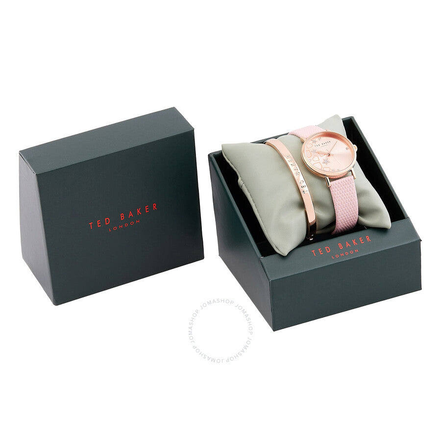 Ted Baker Phylipa Hearts & Stars Quartz Rose Gold Dial Watch and Bracelet Set BKGFW22129I