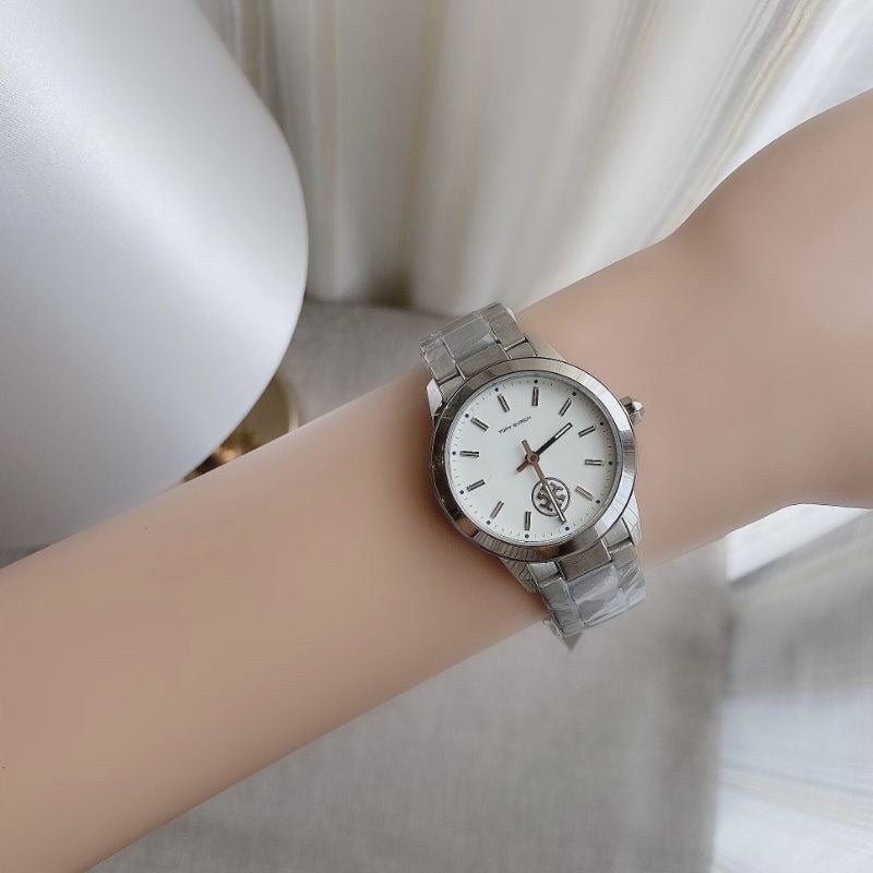 Tory Burch Collins Silver Stainless Steel White Dial Women's Watch TBW1301 - Image 4