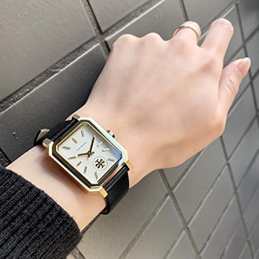Tory Burch Robinson Gold Black Leather Strap Women's Watch TBW1504