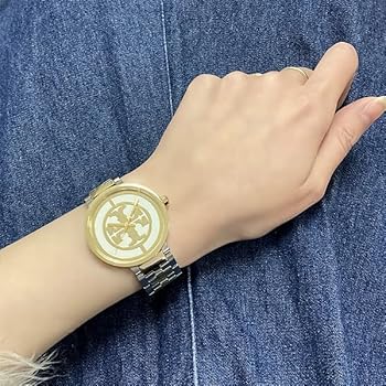 Tory Burch The Reva Dual Tone Stainless Steel Strap Women's Watch TBW4027