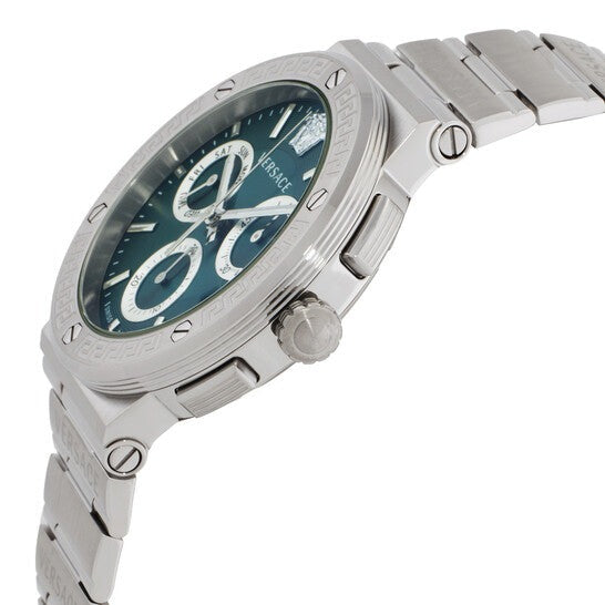 Versace Grace Chronograph Quartz Green Dial Silver Steel Strap Watch For Men - VEZ900121 VEZ900121 - Image 2