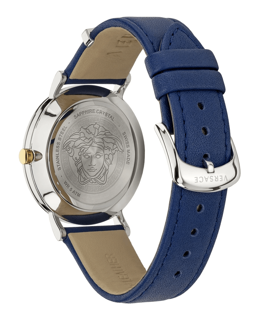 Versace V-Circle Black Dial Blue Leather Strap Watch for Men - VEBQ01419 VEBQ01419 - Image 4