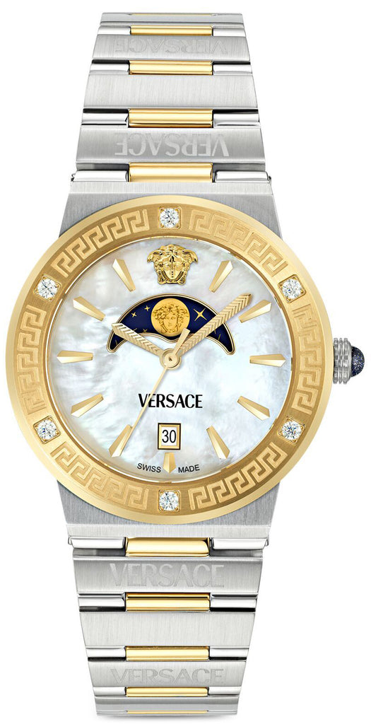 Versace Greca Logo Moonphase Mother of Pearl Dial Two Tone Steel Strap Watch for Women - VE7G00524 VE7G00524 - Image 1