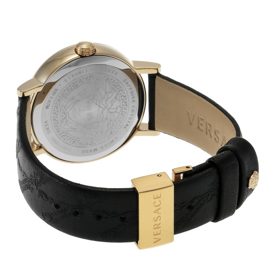 Versace Virtus Quartz Black Dial Black Leather Ladies Watch VEHC00119 - Watch