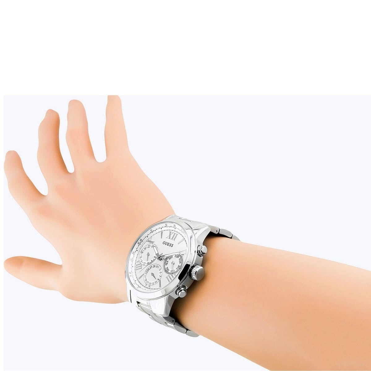 Guess Sunrise Multifunction Quartz White Dial Silver Steel Strap Watch For Women - W0330L3 W0330L3 - Image 6