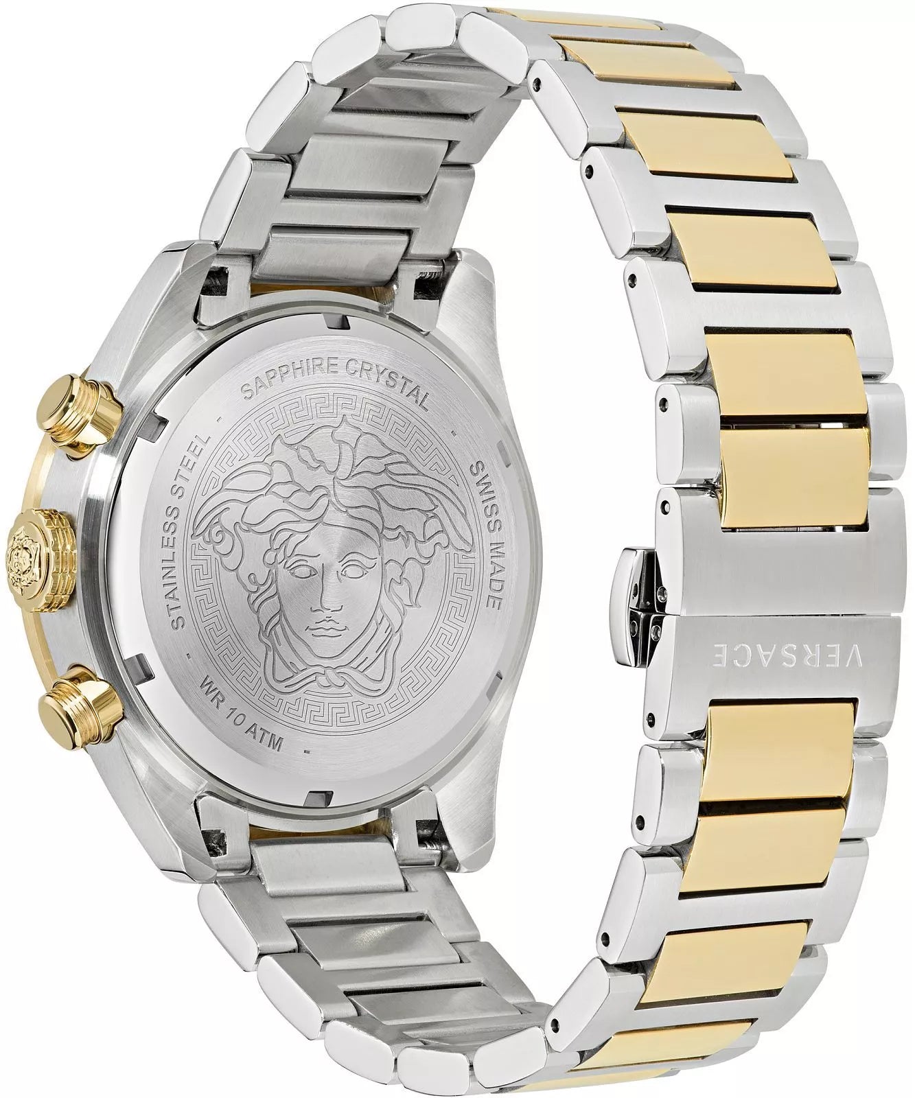 Versace Greca Dome Chrono Two-Tone Green Dial Swiss Movt Watch - VE6K00423