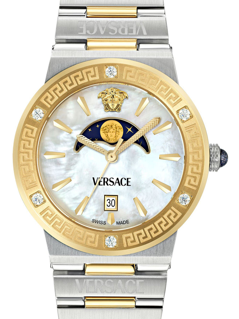 Versace Greca Logo Moonphase Mother of Pearl Dial Two Tone Steel Strap Watch for Women - VE7G00524 VE7G00524 - Image 2