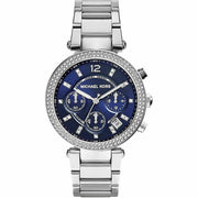 Michael Kors Parker Chronograph Navy Dial Silver Ladies Watch MK6117