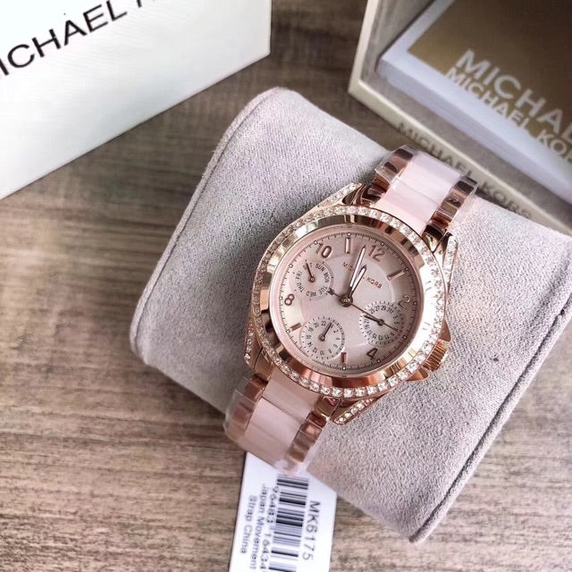 Michael Kors Mini Blair Multi-Function Rose Dial Ladies Watch MK6175