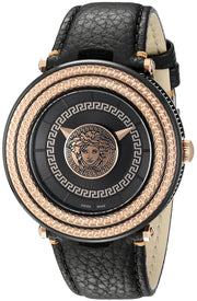 Versace V-Metal Icon Round Leather Strap Men's Watch  VQL030015 - Kiwi Watches