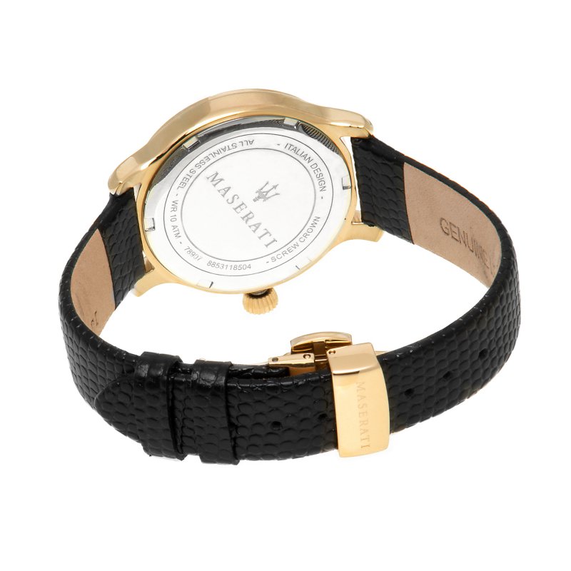 Maserati Epoca Black Dial Leather Strap Ladies Watch R8851118501