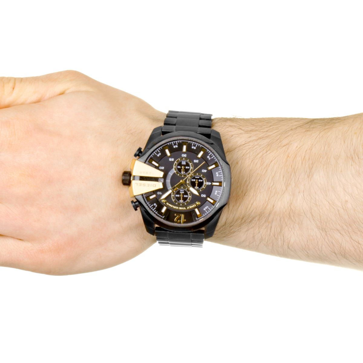 Diesel Mega Chief DZ4338  316L Black ion-plated 10ATM (100m) water resistant 4 Time zones (GMT)