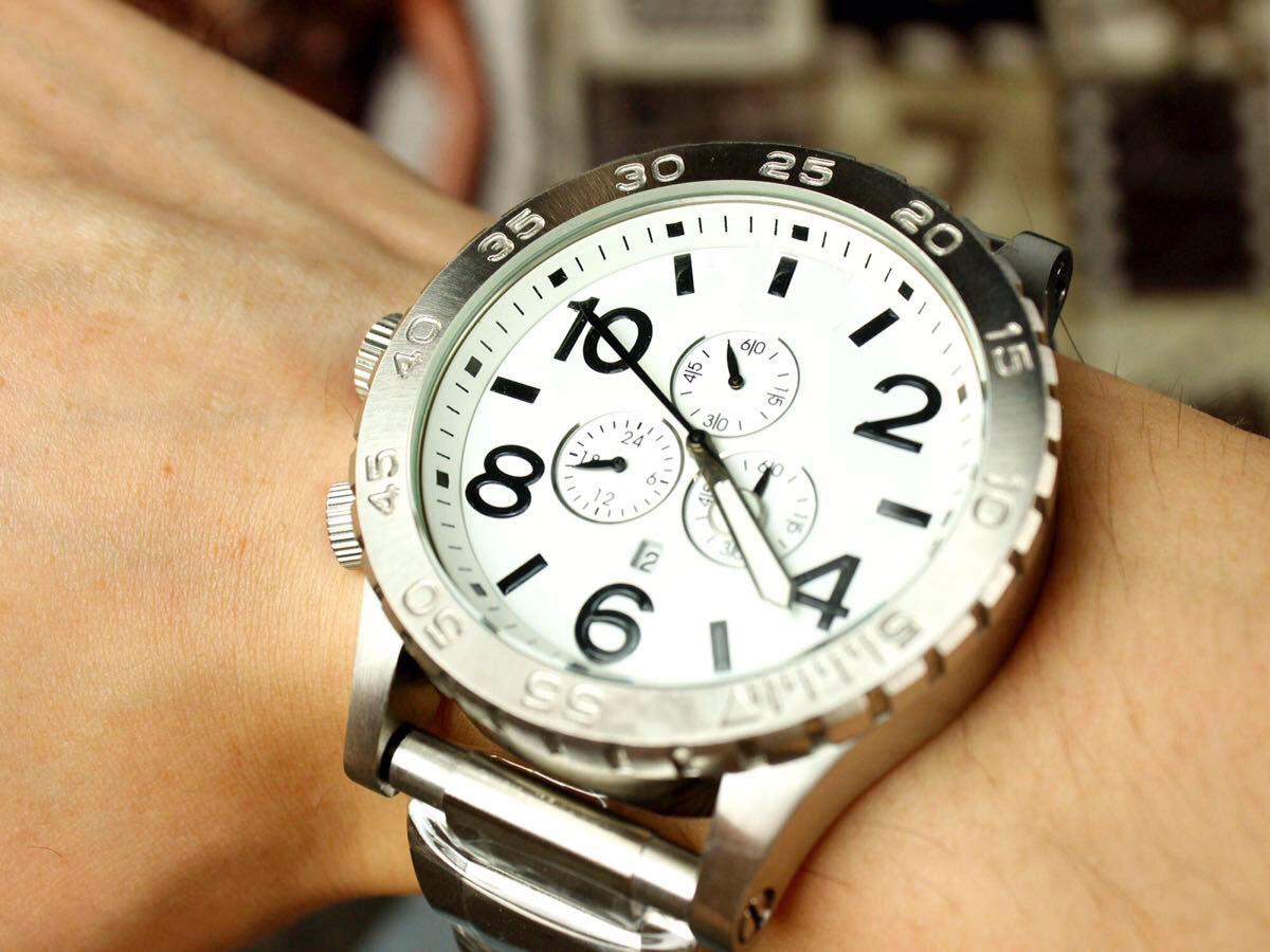 Nixon 51-30 Chronograph White Dial Stainless Steel Men's Watch A083-100