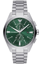 Emporio Armani Silver Chronograph Green Dial Men's Watch  AR11480 - Kiwi Watches