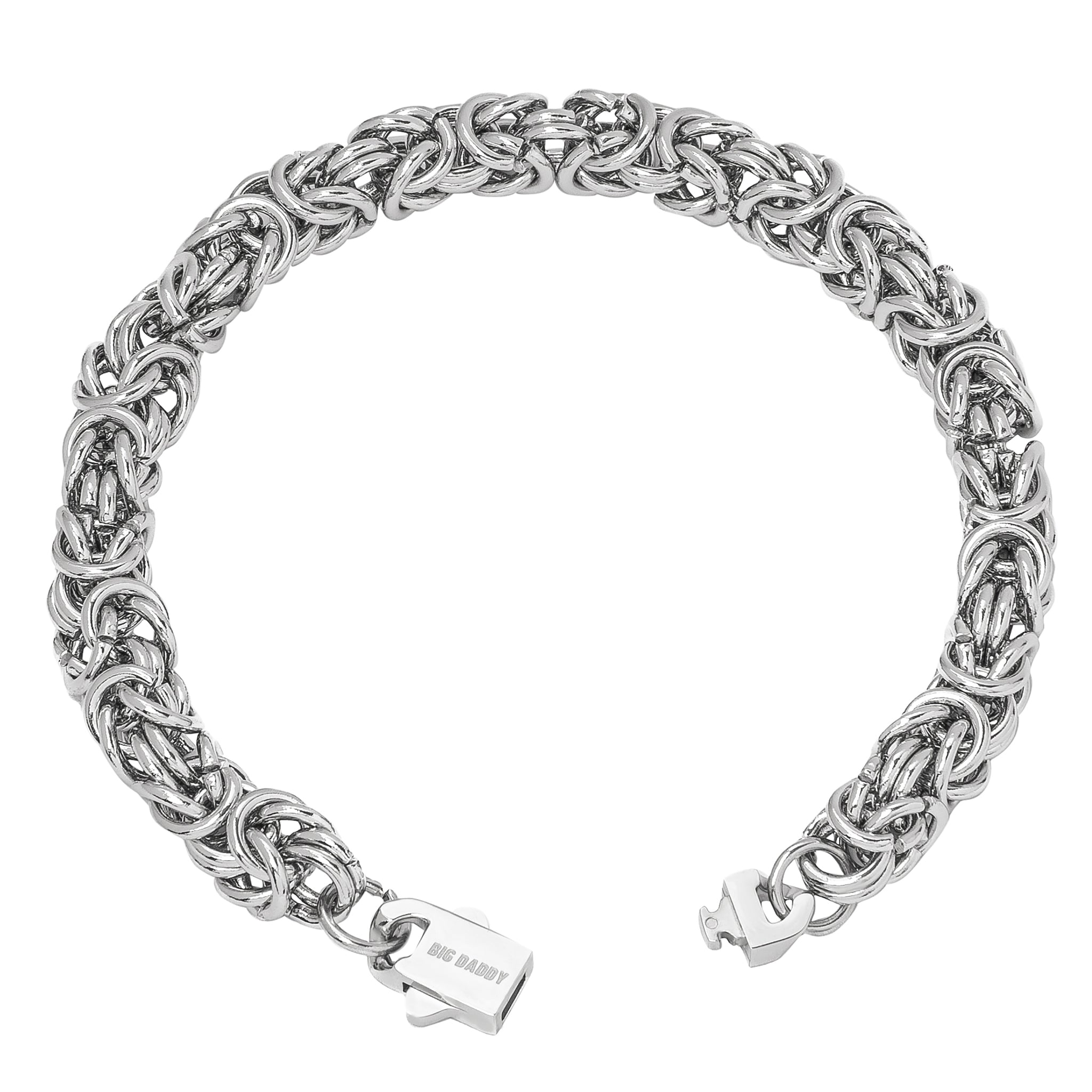 Big Daddy 8MM Byzantine Link Silver Steel Bracelet