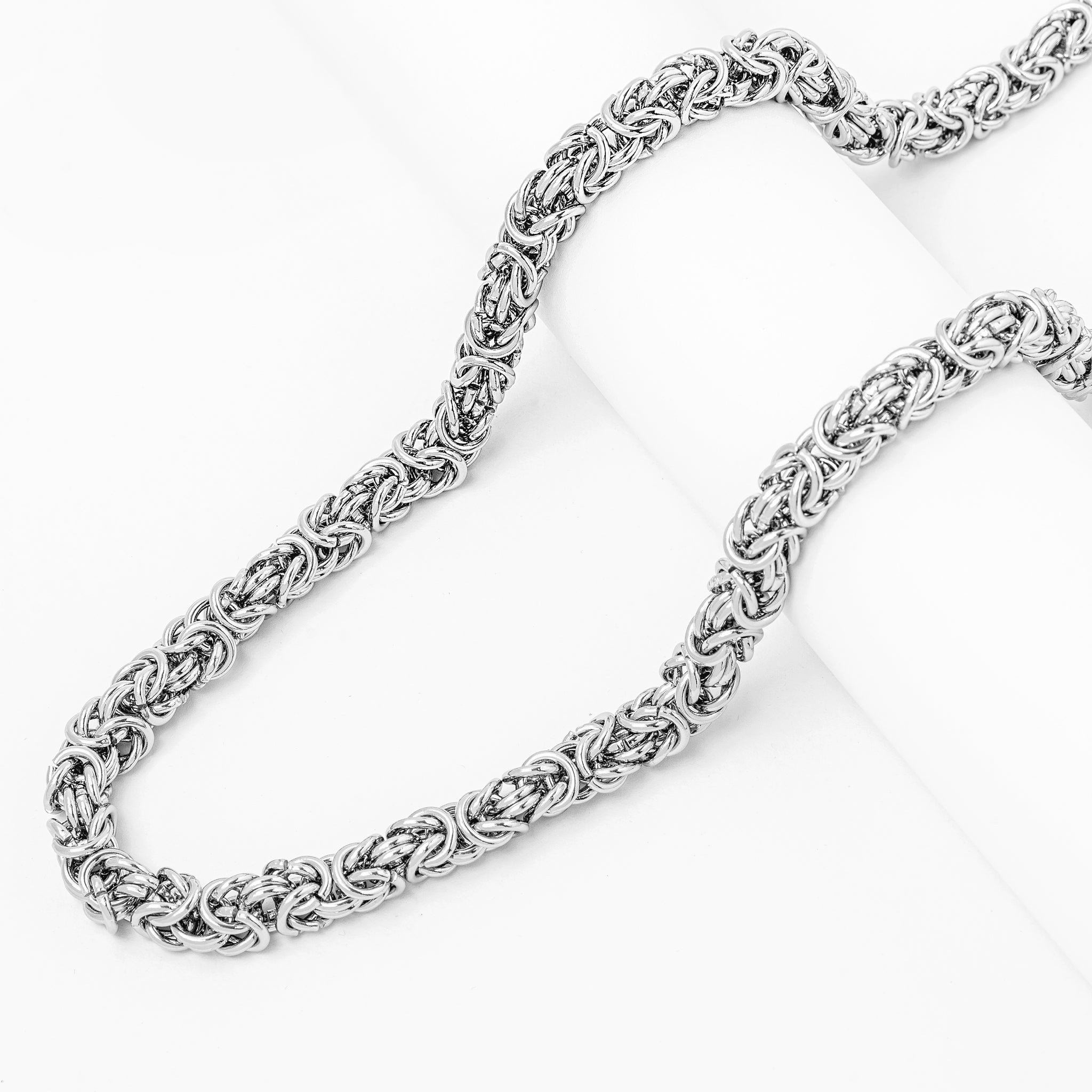 Big Daddy 8MM Byzantine Link Silver Steel Chain