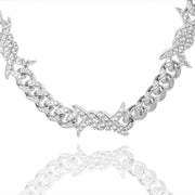 Big Daddy 10MM Spiked Horns Iced Out Silver Chain