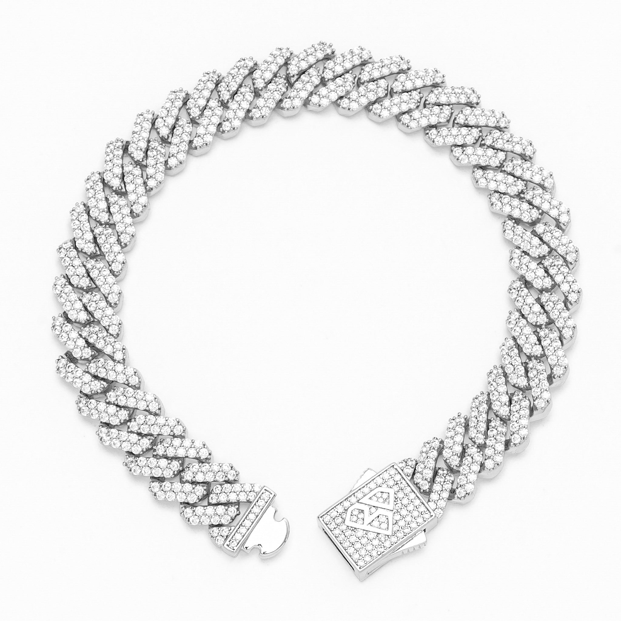 Big Daddy 12MM Full Iced Out Cuban Silver Bracelet