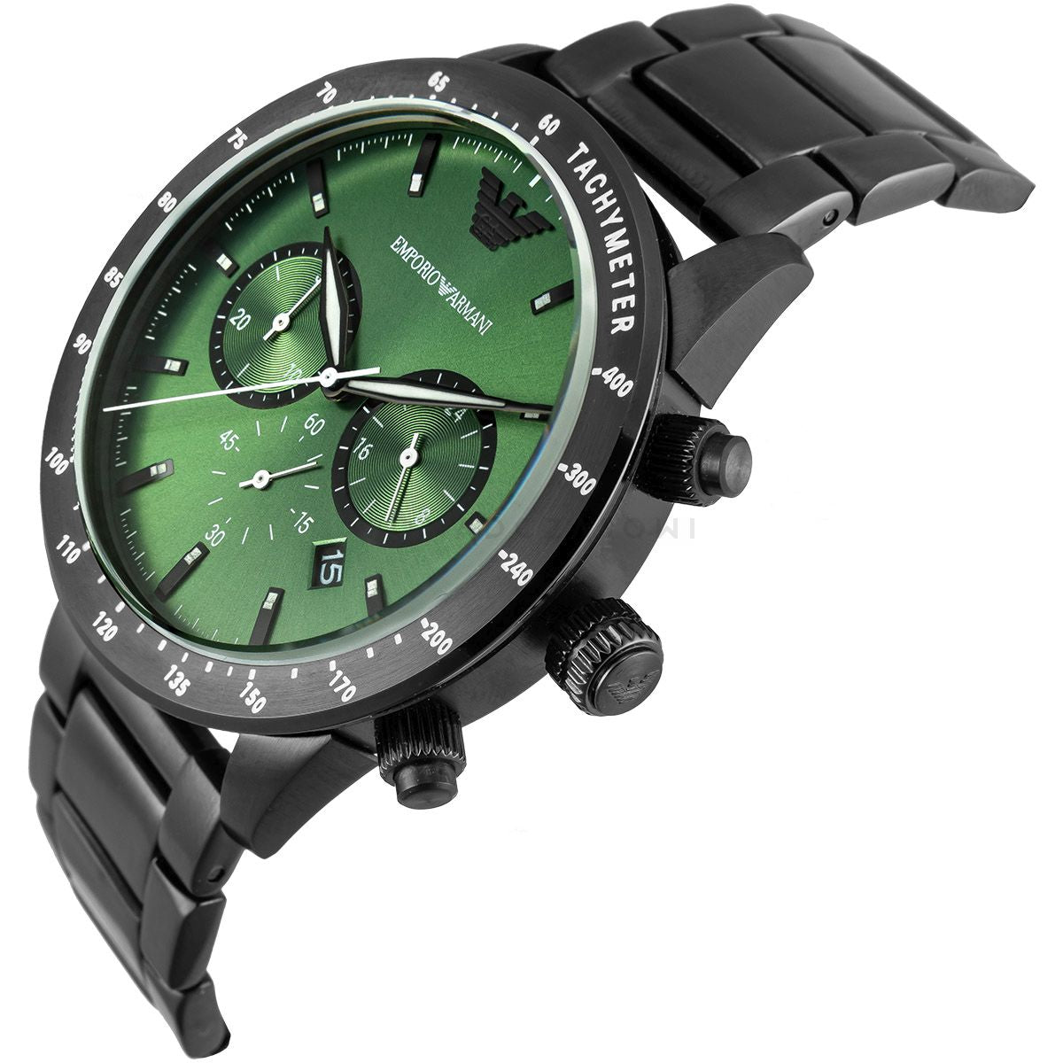 Emporio Armani Chronograph Green Dial Black Men's Watch AR11472 - Kiwi Watches #2