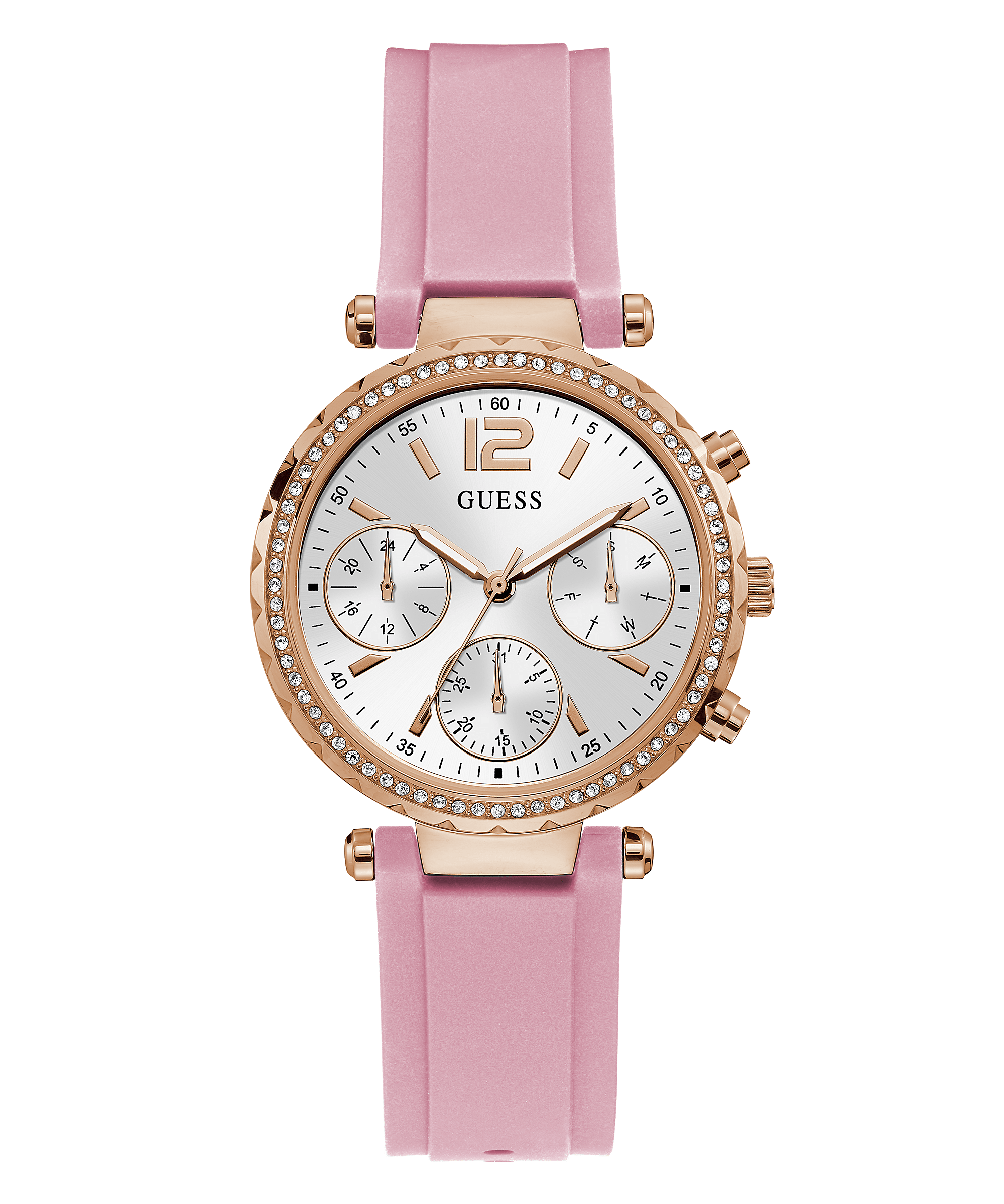 Guess Solstice Rose Gold Silicone Women's Watch GW0113L4