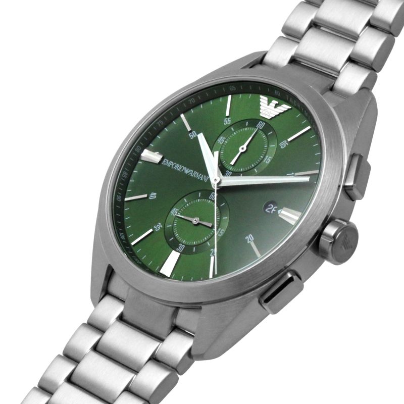 Emporio Armani Silver Chronograph Green Dial Men's Watch AR11480 - Kiwi Watches #2