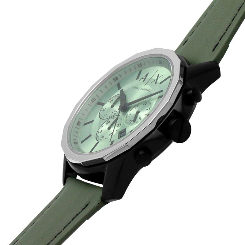Armani Exchange Banks Chronograph Green Leather Strap Men's Watch AX1725 - Kiwi Watches #2