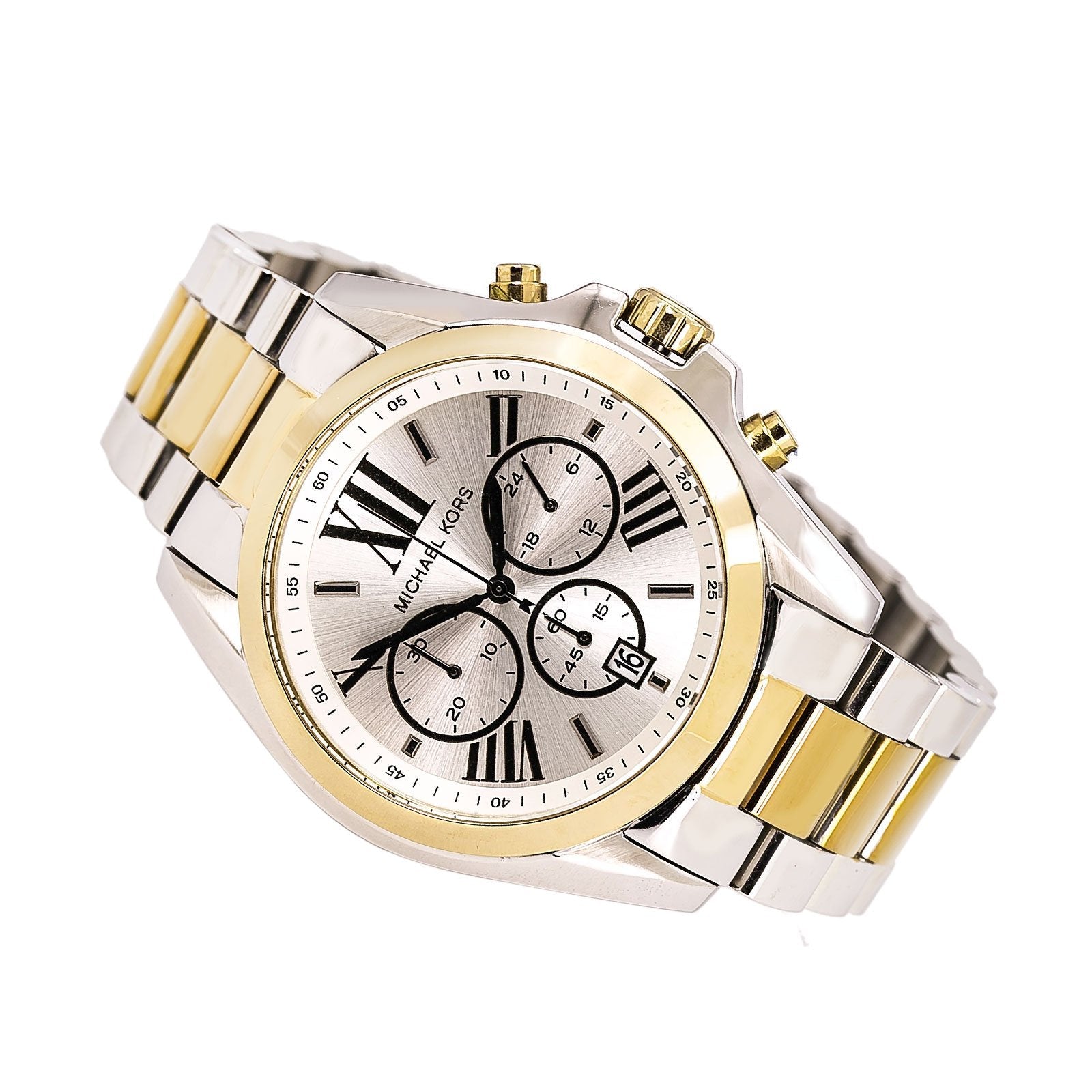 Michael Kors Bradshaw Chronograph Dial Two-tone Ladies Watch MK5855 Water resistance: 100 meters Movement: Quartz