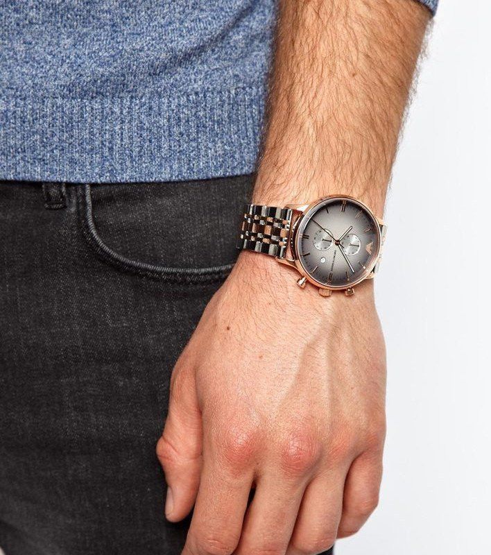 Emporio Armani Chronograph Grey Dial Two-Tone Men's Watch AR1721