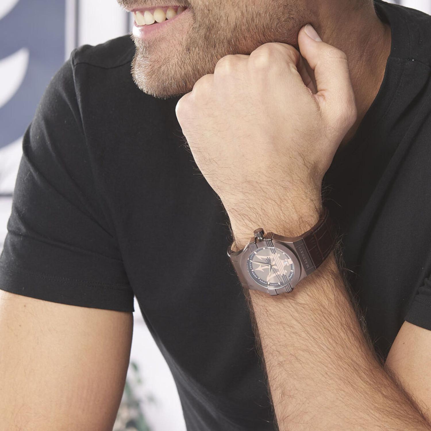 Maserati Potenza Brown Dial Leather Strap Men's Watch R8851108011