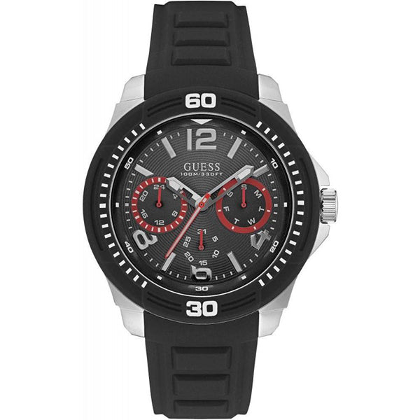 Guess Gents Multifunctional Dial And Black Silicone Strap Men's Watch  W0967G1 - Kiwi Watches