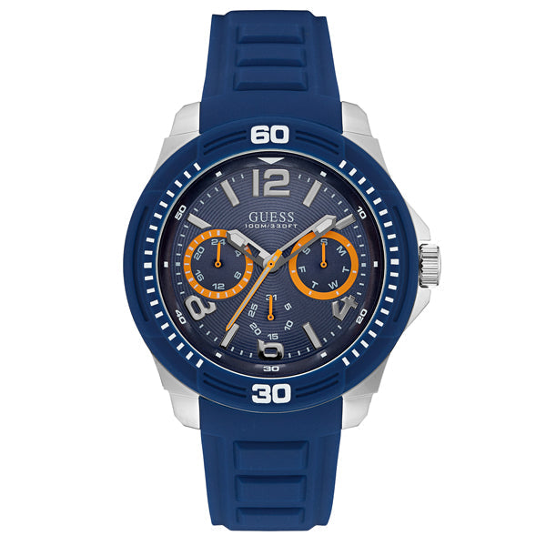 Guess Trade Blue Dial Blue Silicone Strap Men's Watch  W0967G2 - Kiwi Watches