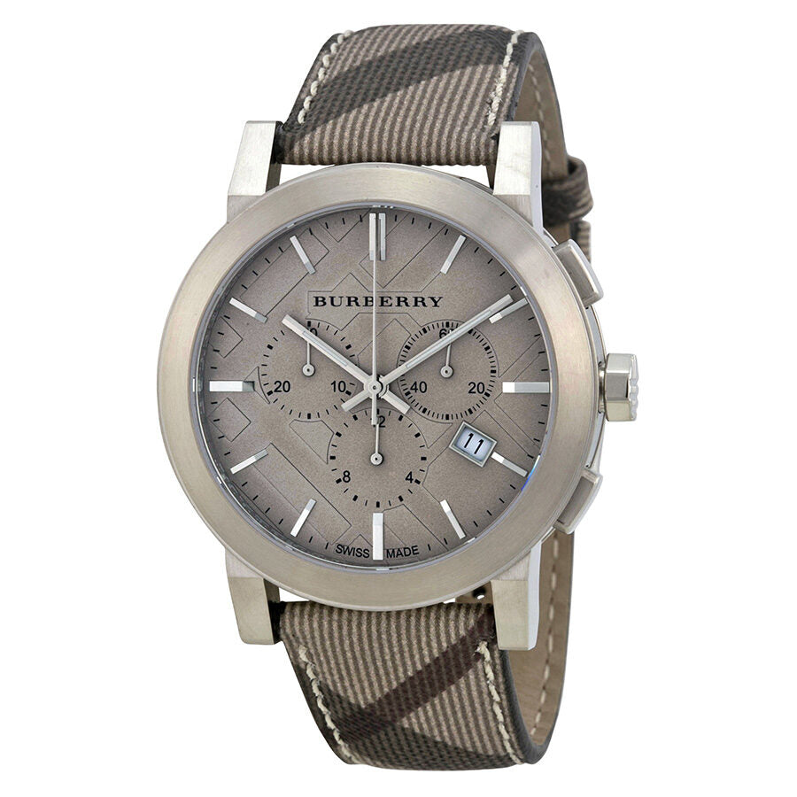 Burberry Brown Impressed Check Dial Check Fabric Strap Men's Watch BU9361 - BigDaddy Watches