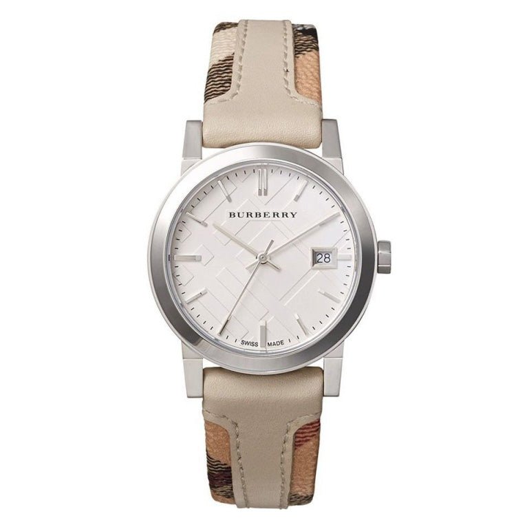 Burberry Women's Swiss The City Haymarket Check and White Leather Strap Women's Watch  BU9132 - Kiwi Watches