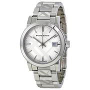 Burberry Silver Check Stamped Dial Stainlkess Steel Ladies Watch BU9144 - BigDaddy Watches