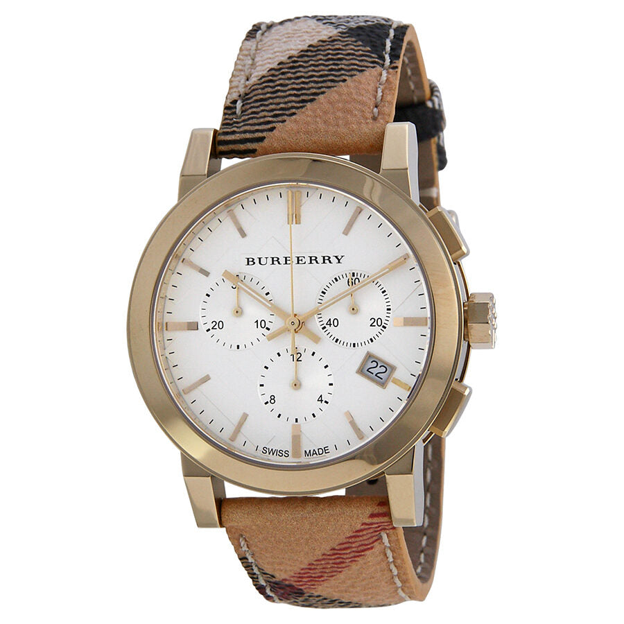 Burberry The City Chronograph White Dial Haymarket Check Unisex Watch BU9752 - BigDaddy Watches