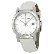 Burberry White Impressed Check Dial White Leather Strap Ladies Watch BU9128 - BigDaddy Watches