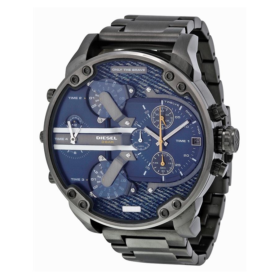 Diesel Big Daddy DZ7331 316L gunmetal stainless steel 30m water-resistant 4 Time zones