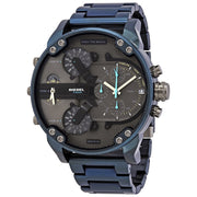 Diesel Big Daddy DZ7414 316L blue stainless steel 4 time zones 30m water resistant