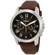 Fossil Grant Chronograph Black Dial Leather Strap Men's Watch FS4813