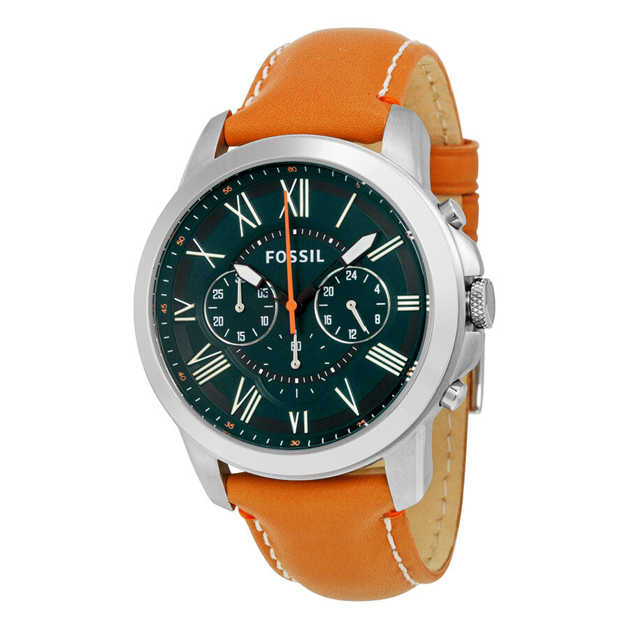 Fossil Grant Chronograph Hunter Green Dial Tan Leather Men's Watch FS4918 - BigDaddy Watches