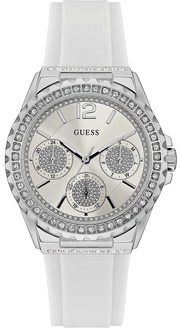 Guess Starlight White Rubber Strap Crystal Dial Women's Watch  W0846L8 - Kiwi Watches