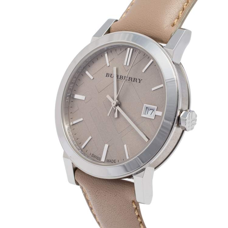 Burberry Men's Large Check Tan Leather Strap Men's Watch BU9010 - Kiwi Watches #2