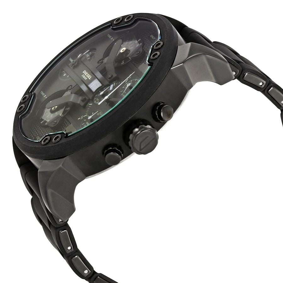 Diesel Big Daddy DZ7396 316L gunmetal stainless steel & black silicone link cover