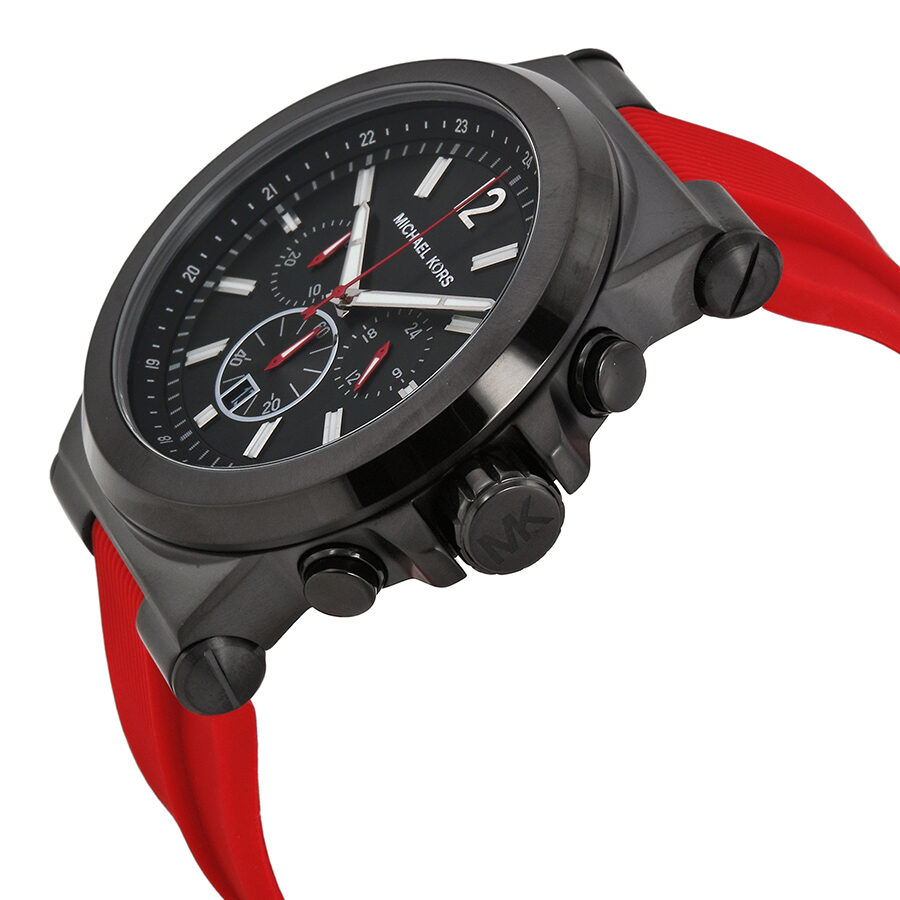 Michael Kors Dylan Chronograph Black Dial Red Silicone Men's Watch MK8382 - BigDaddy Watches #2