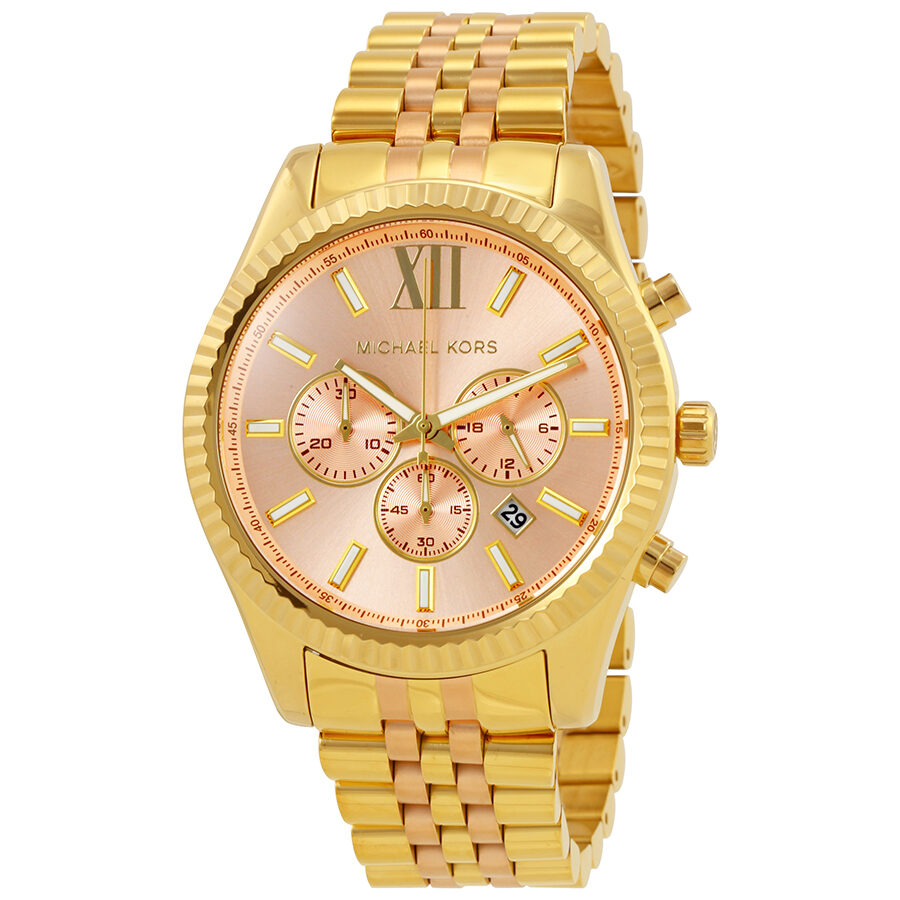 Michael Kors Lexington Rose Gold-tone Dial Ladies Chronograph Watch MK6473 - BigDaddy Watches