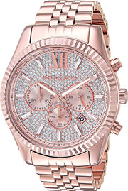 Michael Kors Lexington Crystal All Diamond Pave Dial Chrono Watch MK8580