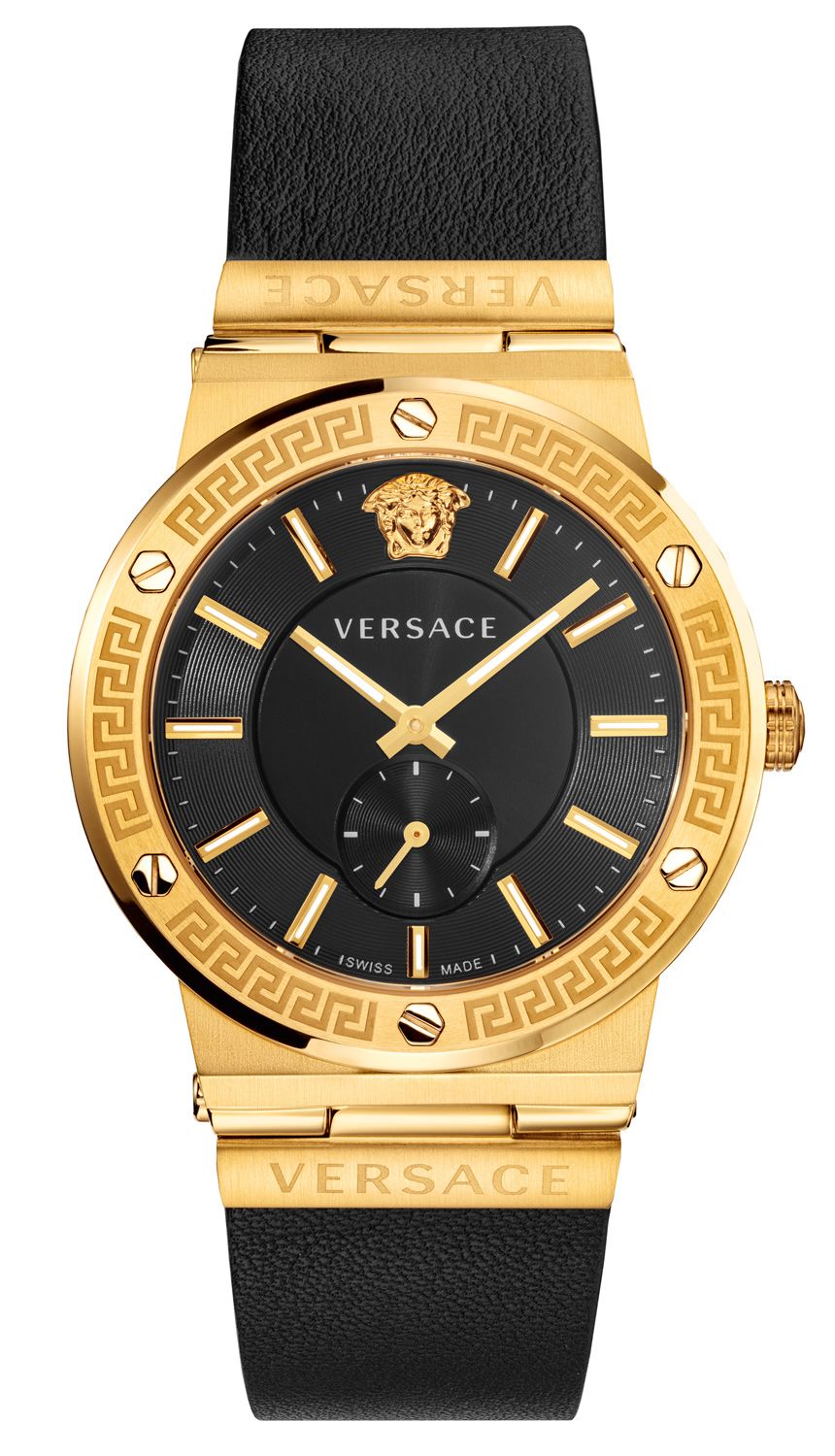 Versace Greca Black Leather Men's Watch  VEVI00220 - Kiwi Watches